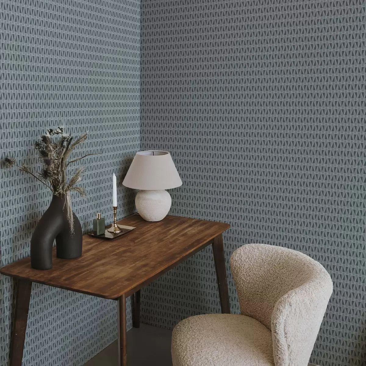 Papier peint Treillis en verre bleu sarcelle avec entretoises diagonales a00902