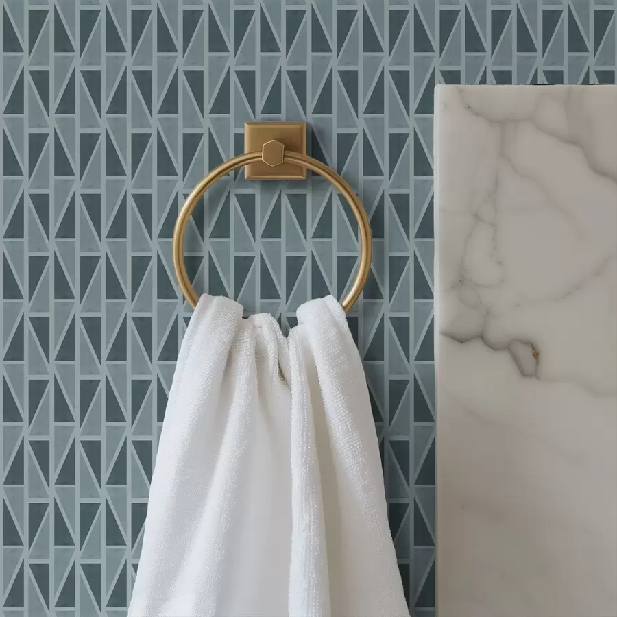 Papier peint Treillis en verre bleu sarcelle avec entretoises diagonales a00902