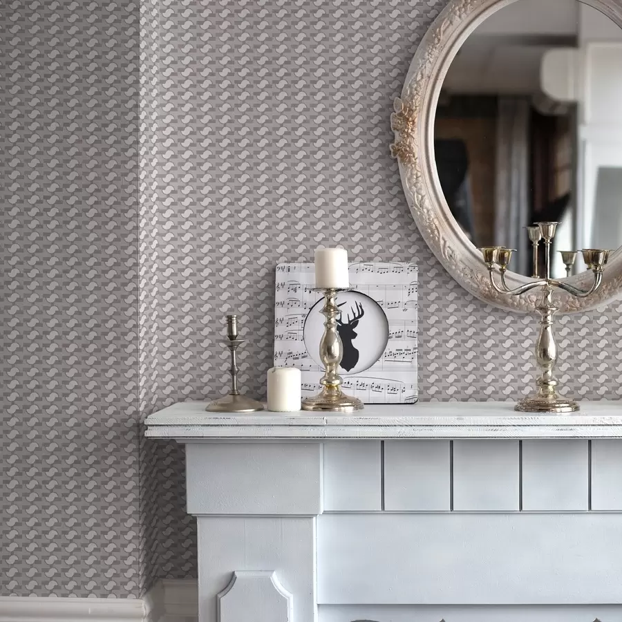 Papier peint Carreaux modulaires mauves avec demi-cercles reliés a00915