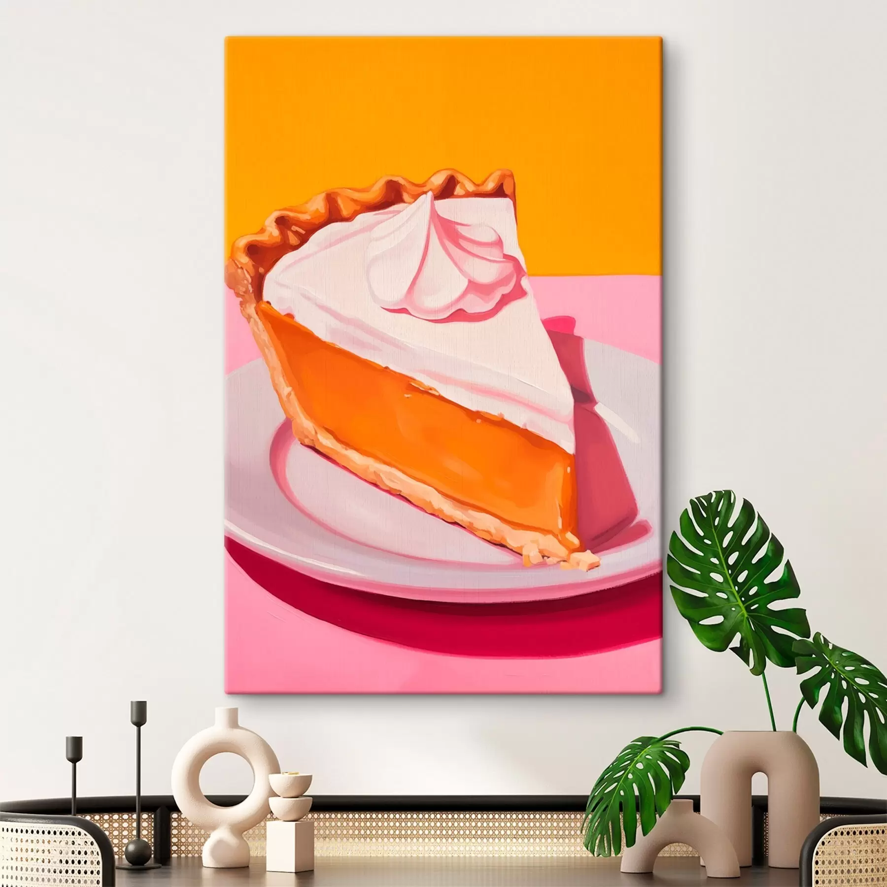 Tableau Morceau de tarte à la citrouille. Illustration pop art s46462