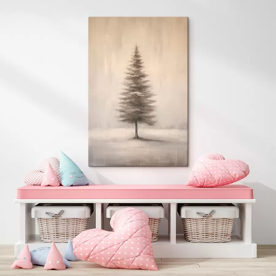 Tableau Sapin monochrome. Paysage hivernal minimaliste. s46465