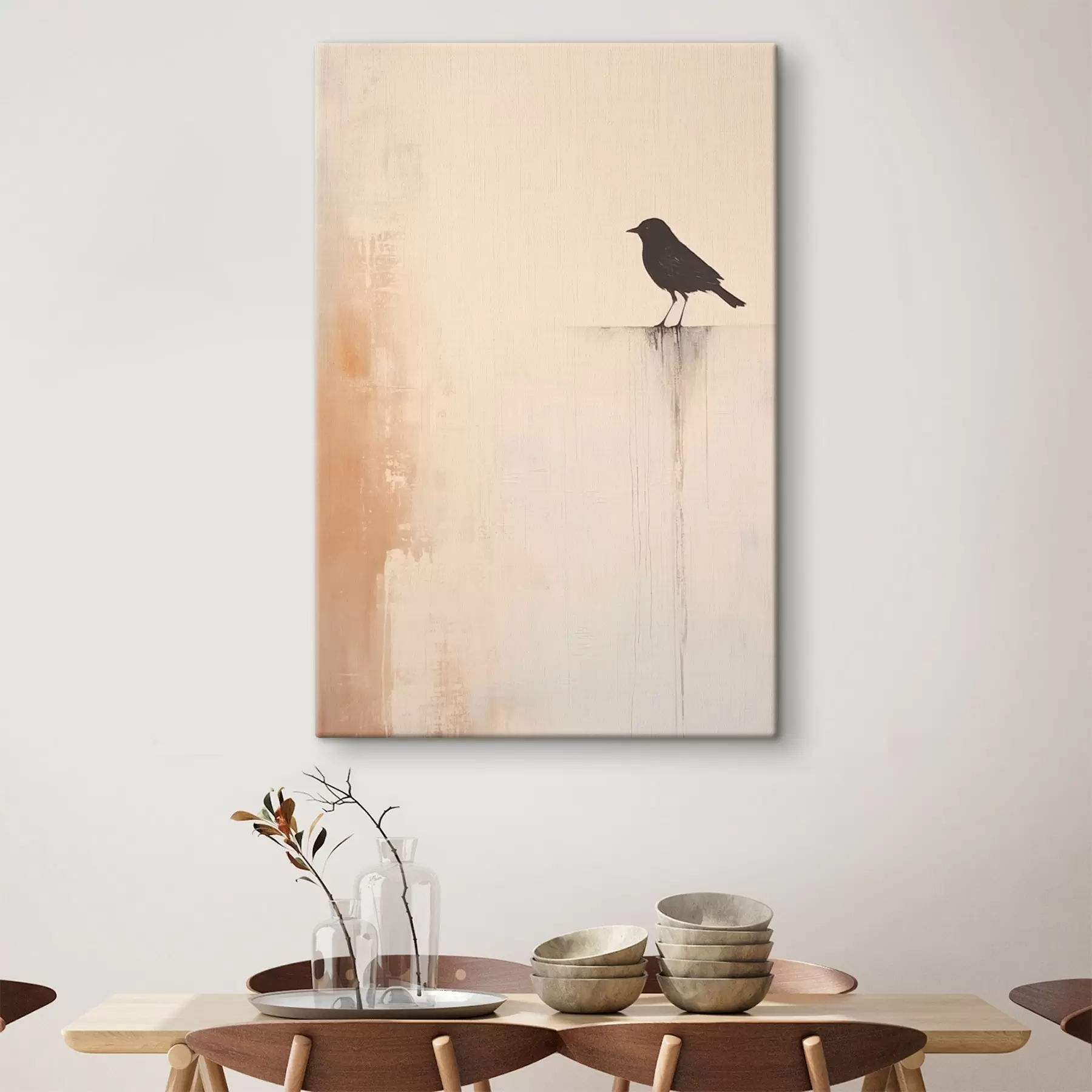 Tableau Silhouette d'oiseau. Minimalisme abstrait s46466