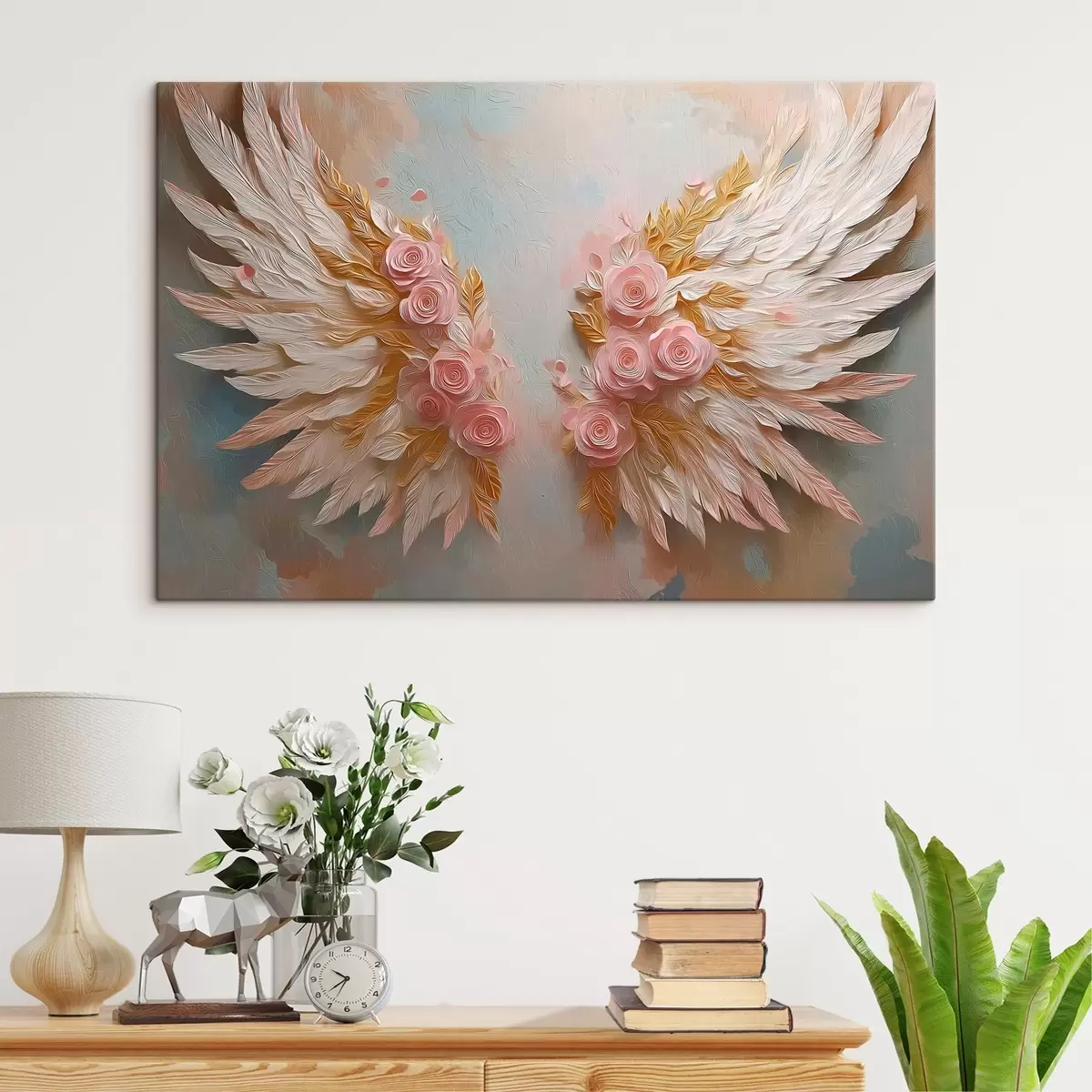 Tableau Ailes de couleur jaune et rose s46551