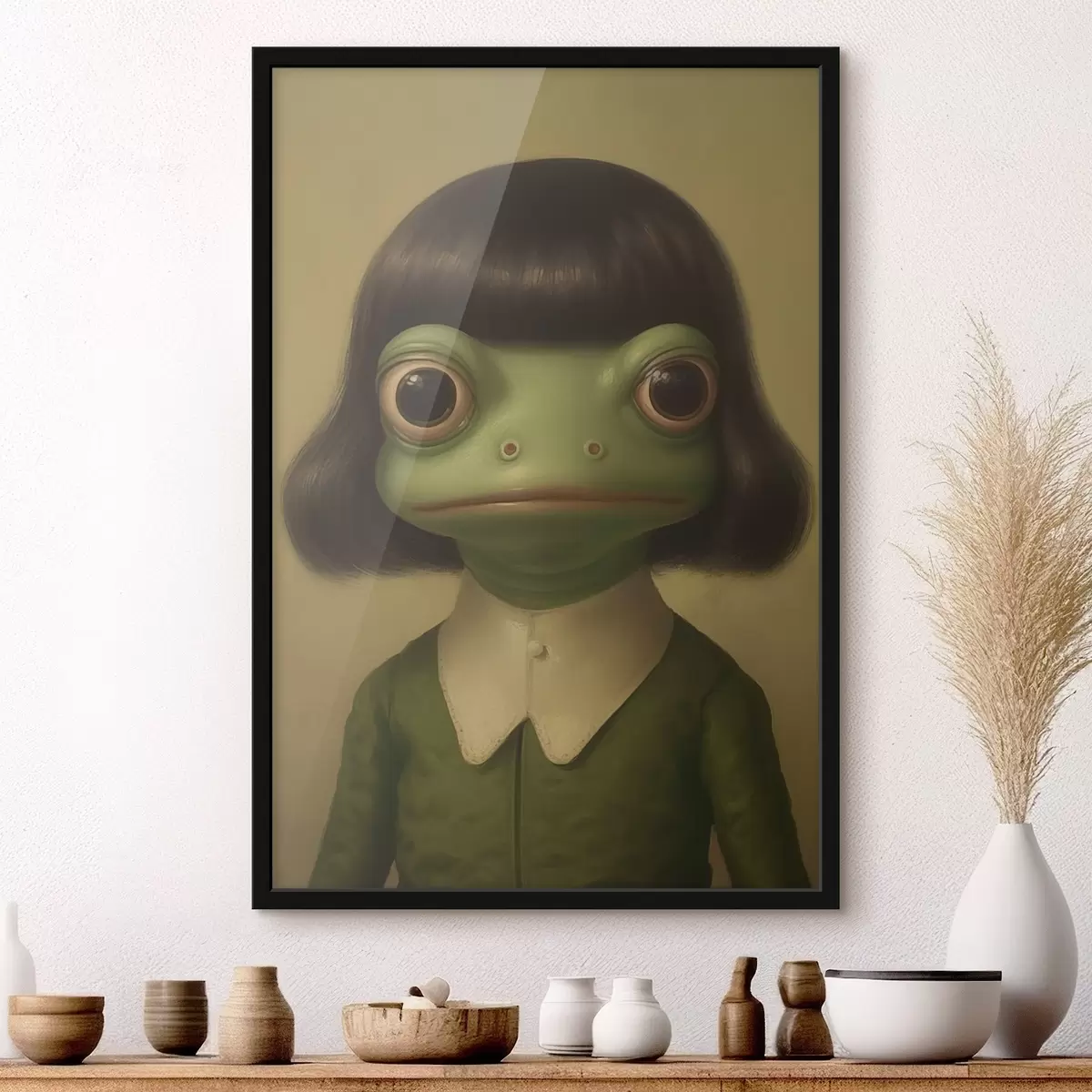 Poster Fille grenouille style vintage f46458