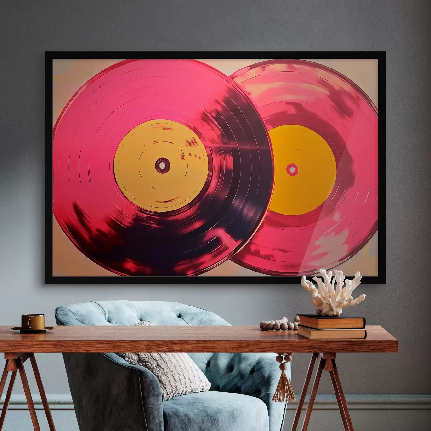 Papier peint Disques vinyles colorés f46459