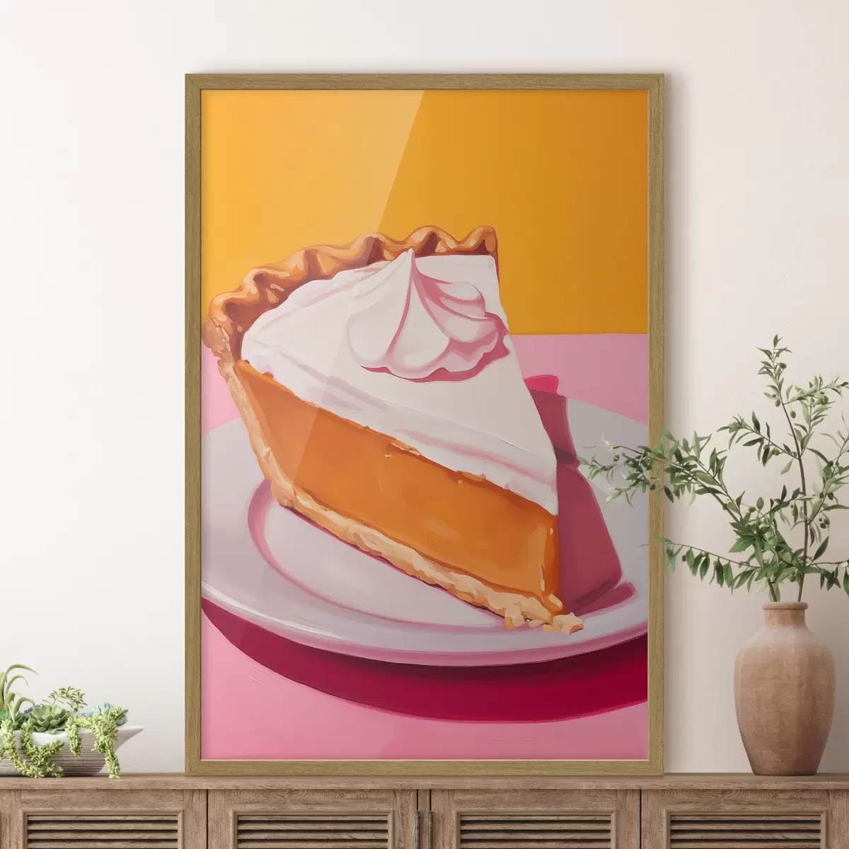Poster Morceau de tarte à la citrouille. Illustration pop art f46462