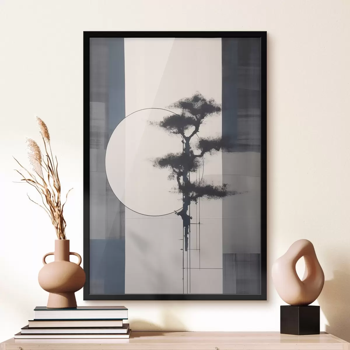 Poster Abstraction. Arbre et soleil. Minimalisme japonais. f46463