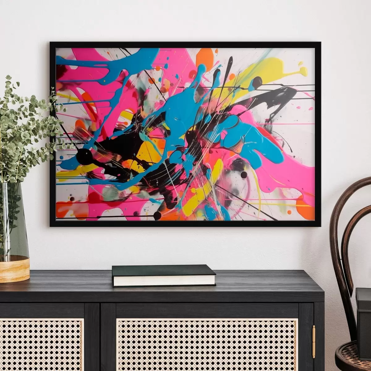 Poster Tache de peinture vive. Abstraction de style dégoulinant. f46478