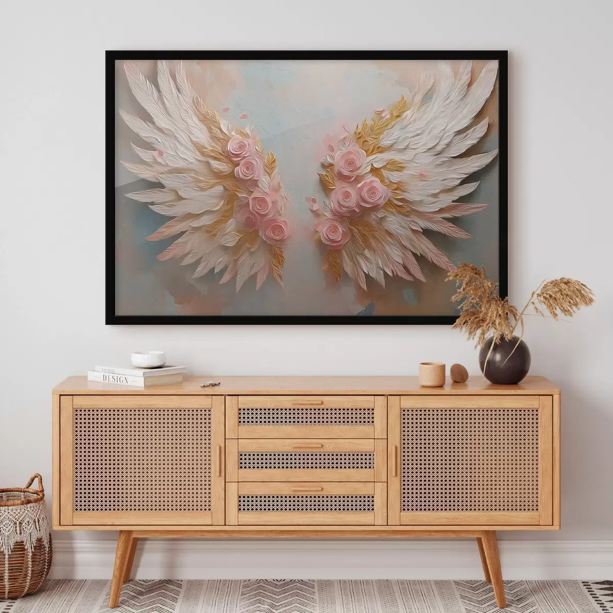 Poster Ailes de couleur jaune et rose f46551