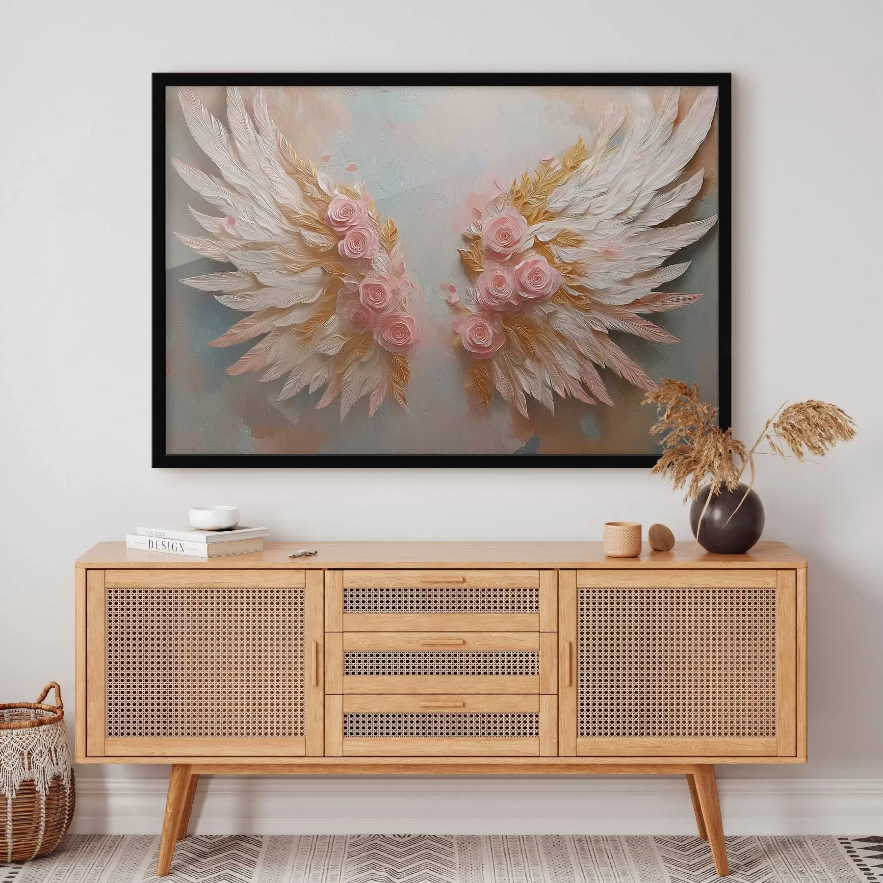 Papier peint Ailes de couleur jaune et rose f46551