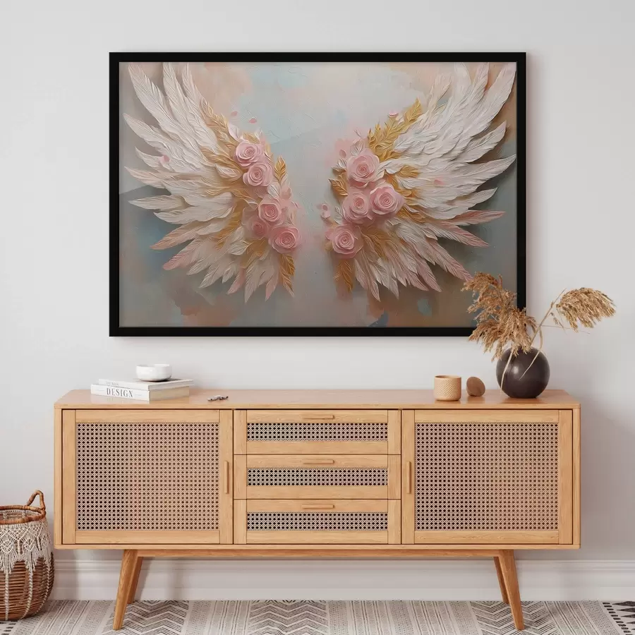 Papier peint Ailes de couleur jaune et rose f46551