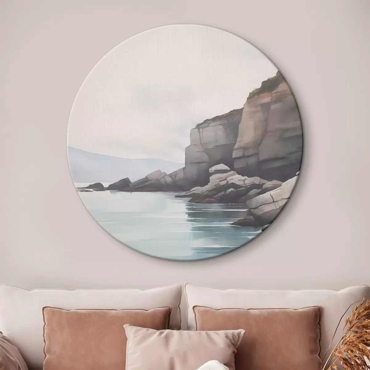 Tableaux rondes Côte rocheuse dans le brouillard r46464