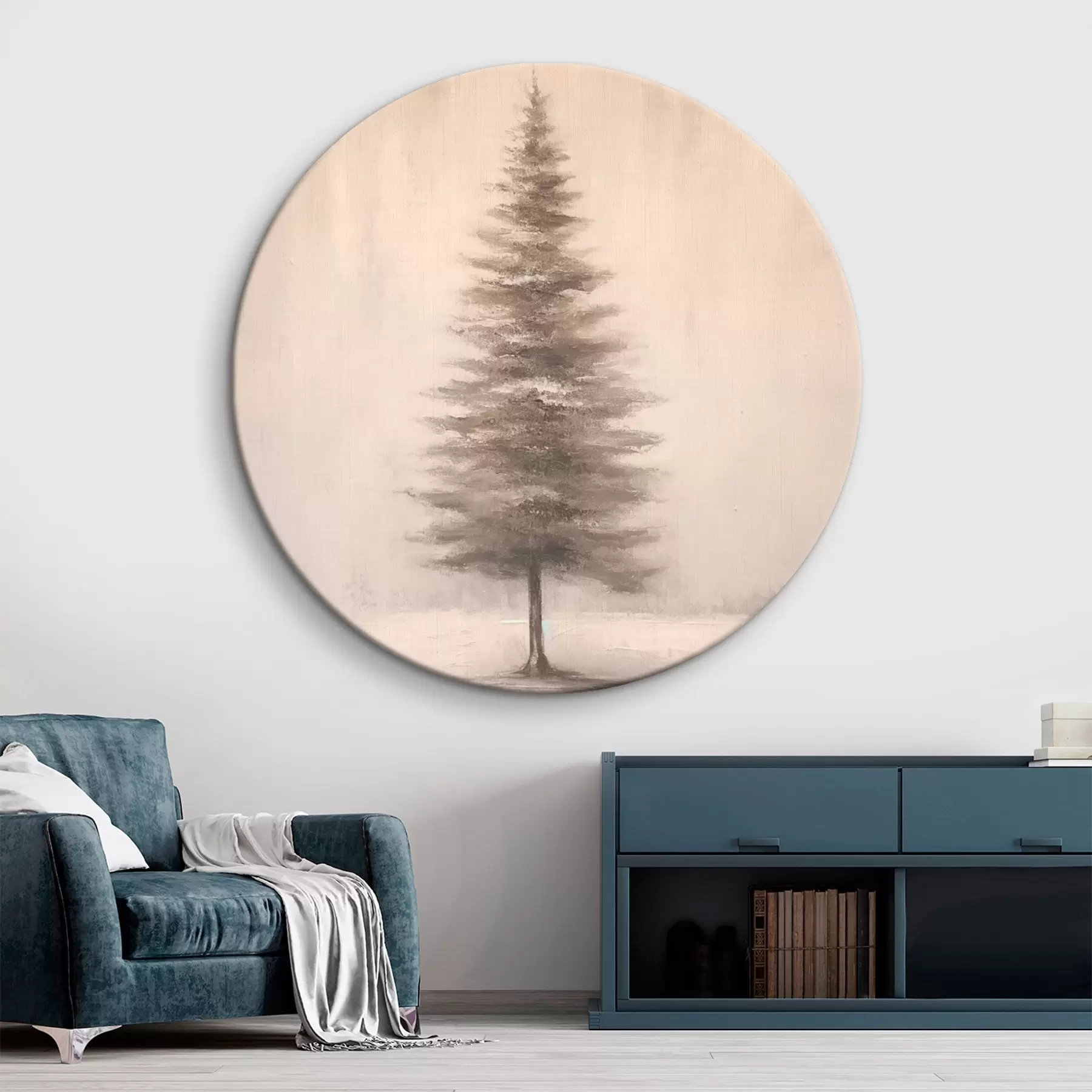 Tableau Sapin monochrome. Paysage hivernal minimaliste r46465