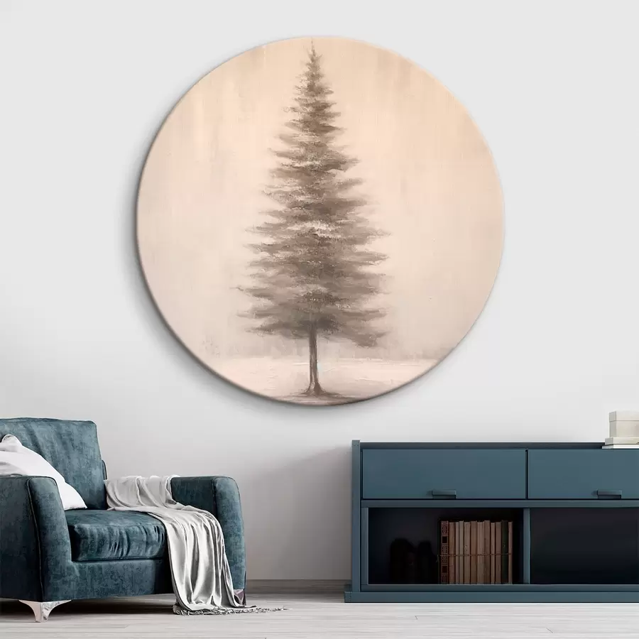 Tableau Sapin monochrome. Paysage hivernal minimaliste. r46465