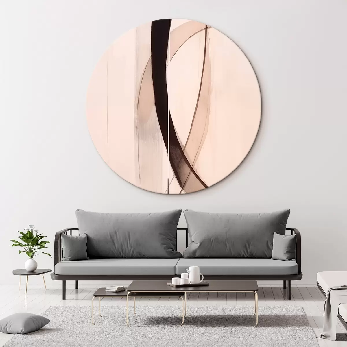 Tableaux rondes Calligraphie élégante. Abstraction. r46468