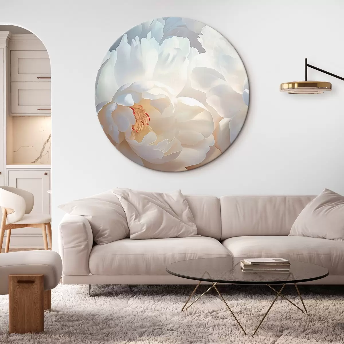 Tableaux rondes Grandes pivoines blanches r46560