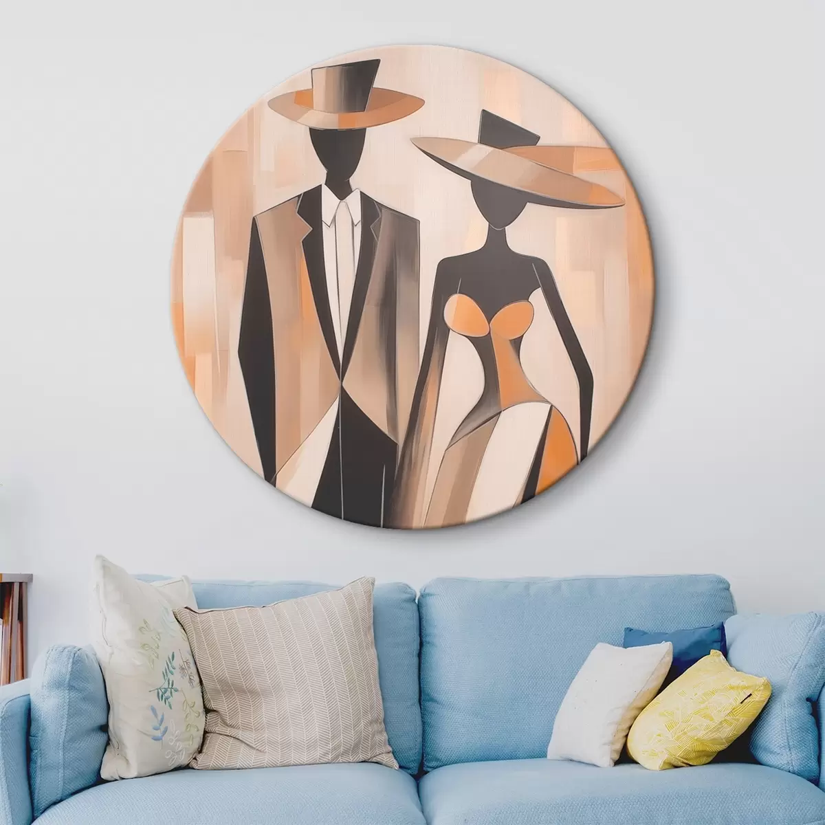 Tableaux rondes Silhouettes de couple r46477