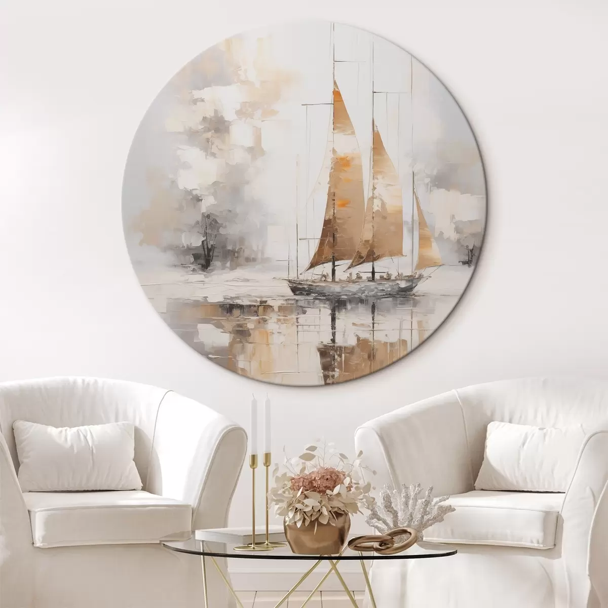 Tableaux rondes Peinture imitation voilier r46565