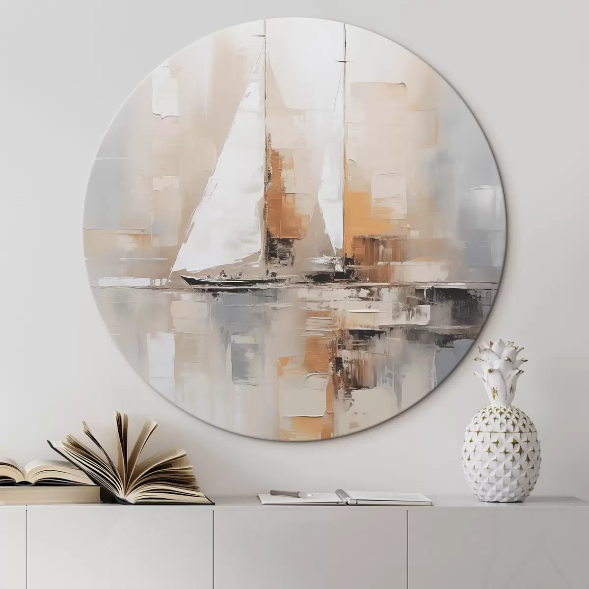 Tableaux rondes Abstraction de voilier r46566