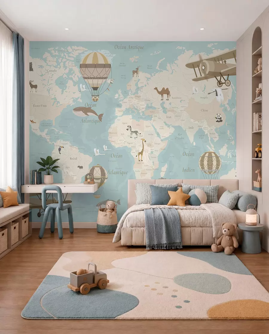 Papier peint Vols en français — bleu c00003frv1