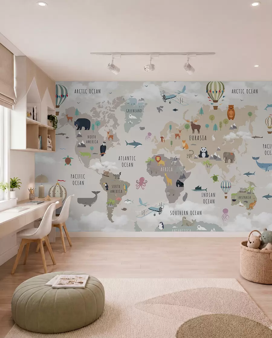 Papier peint Atlas animalier en anglais c00002en