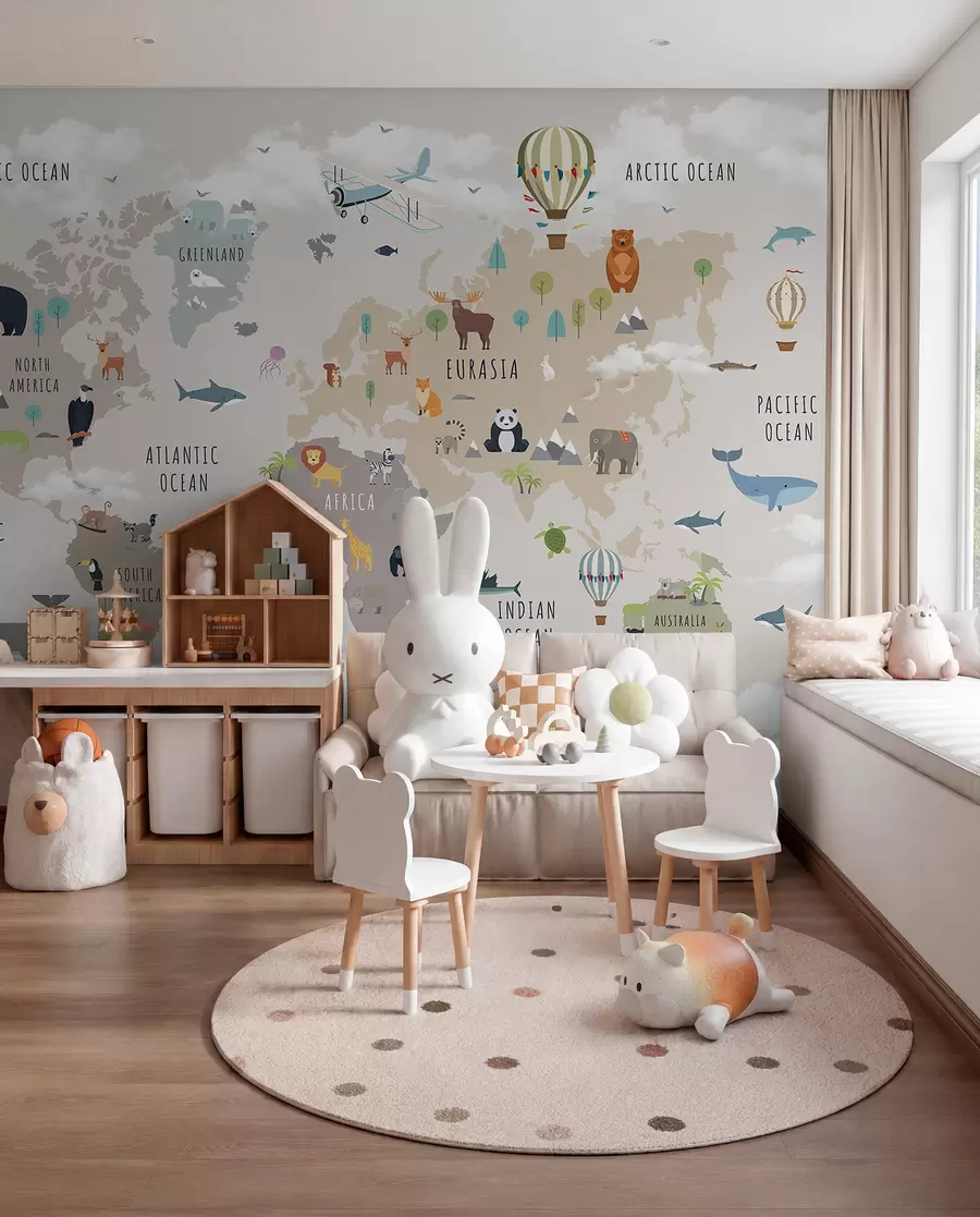 Papier peint Atlas animalier en anglais c00002en