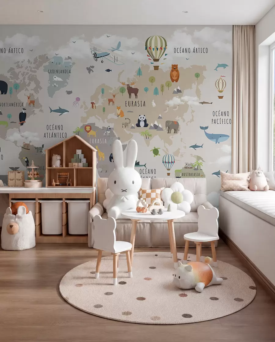 Papier peint Atlas animalier en espagnol c00002es