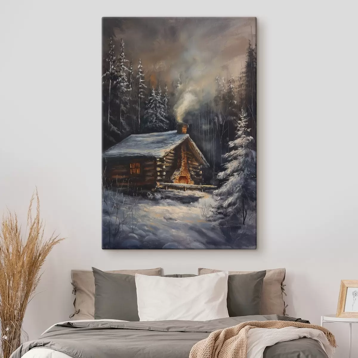 Tableau Chalet dans une forêt en hiver s46606