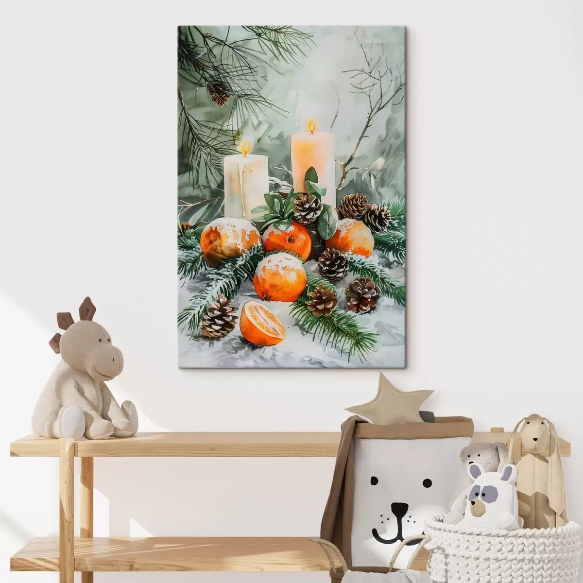 Tableau Bougies, mandarines et pommes de pin s46614
