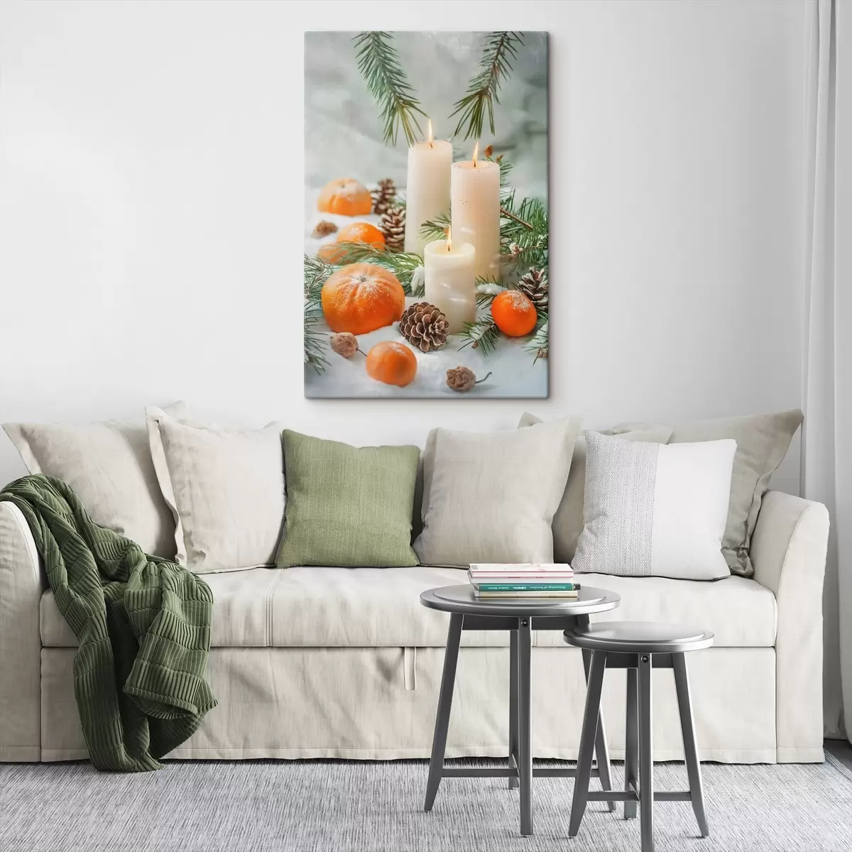 Tableau Bougies, mandarines et pommes de pin s46615