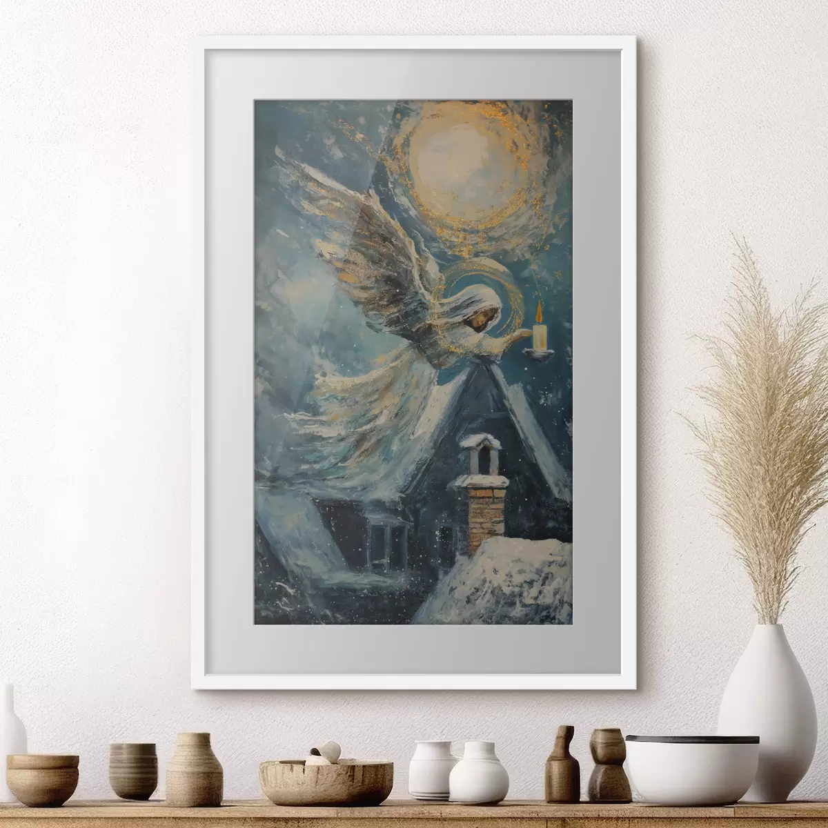 Poster Ange au-dessus des maisons f46600