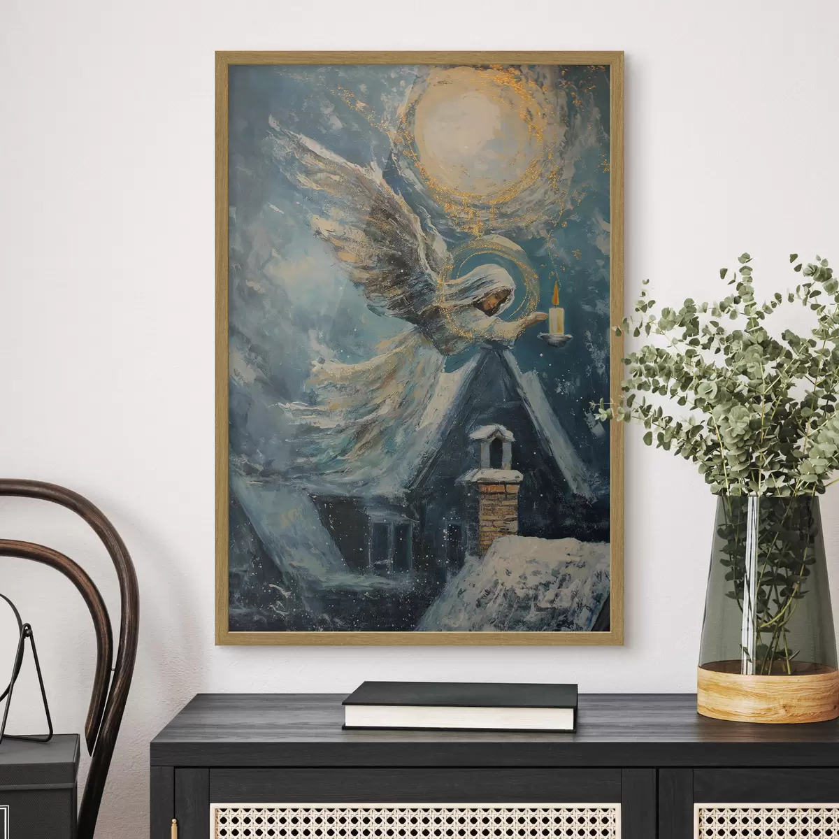 Poster Ange au-dessus des maisons f46600