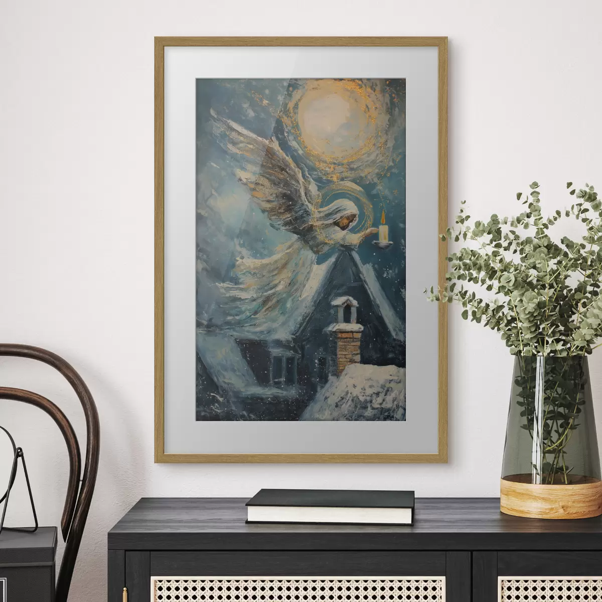 Poster Ange au-dessus des maisons f46600