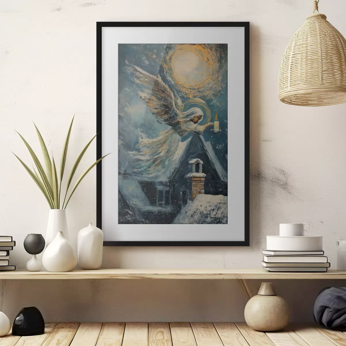 Poster Ange au-dessus des maisons f46600