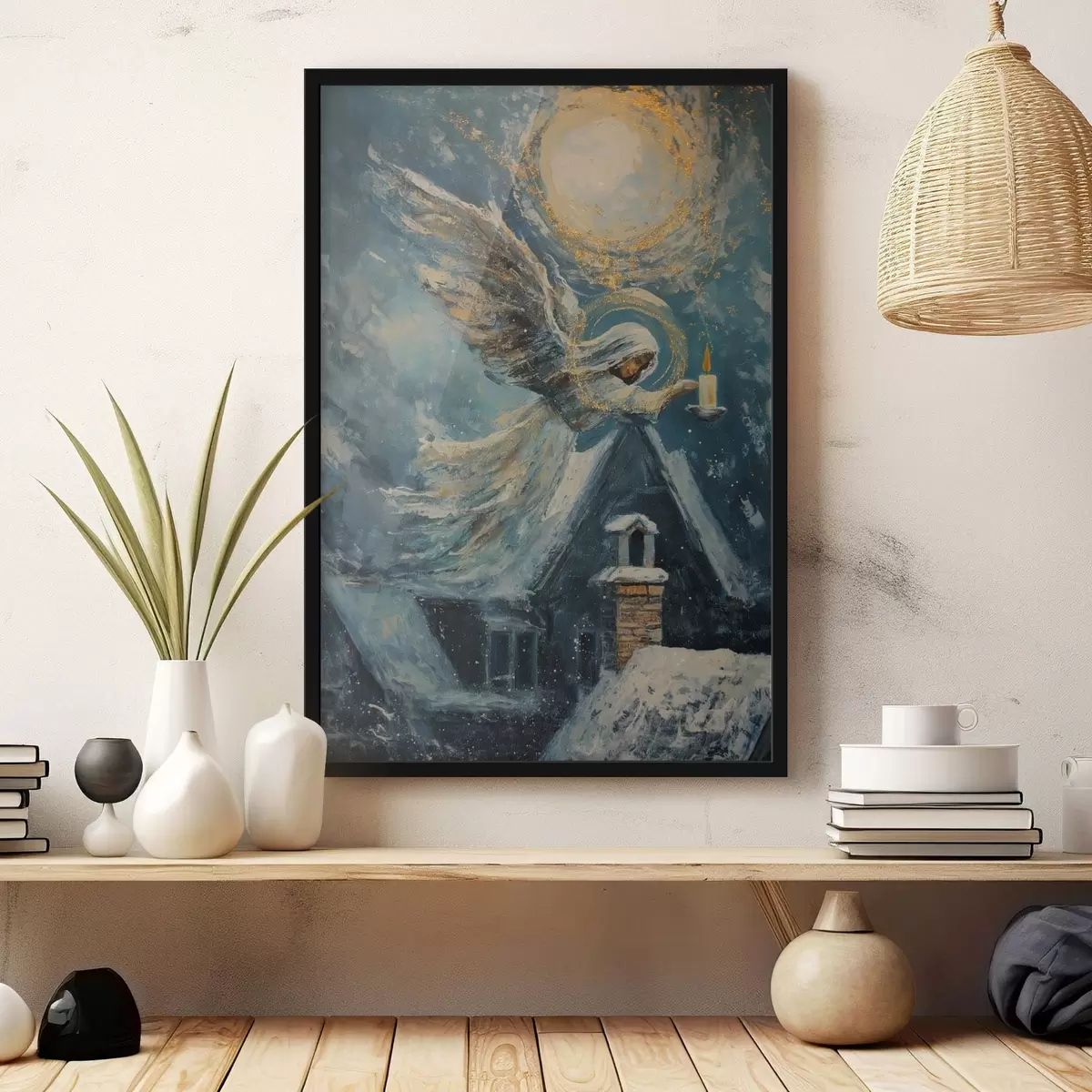 Poster Ange au-dessus des maisons f46600