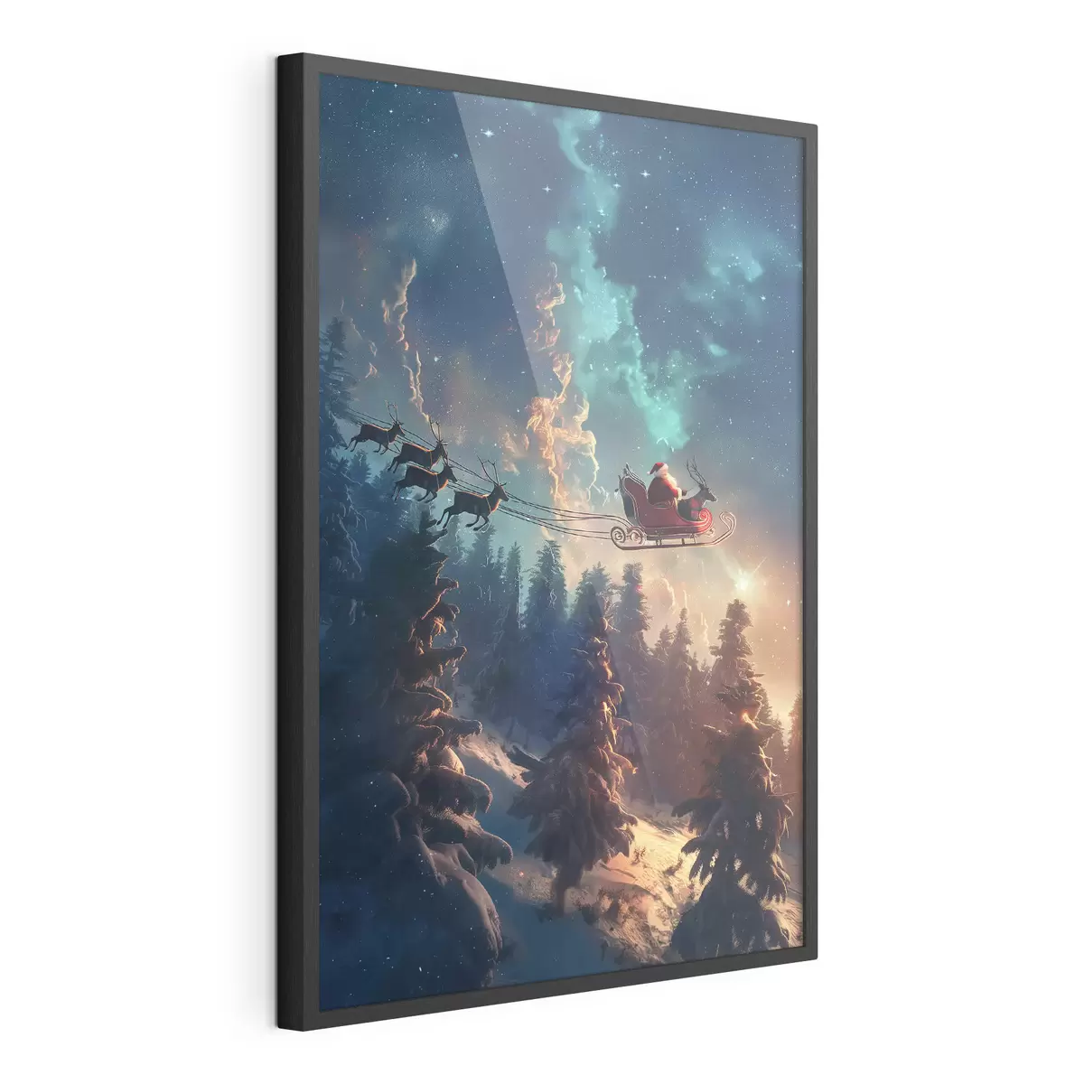 Poster Le Père Noël sur un renne f46602