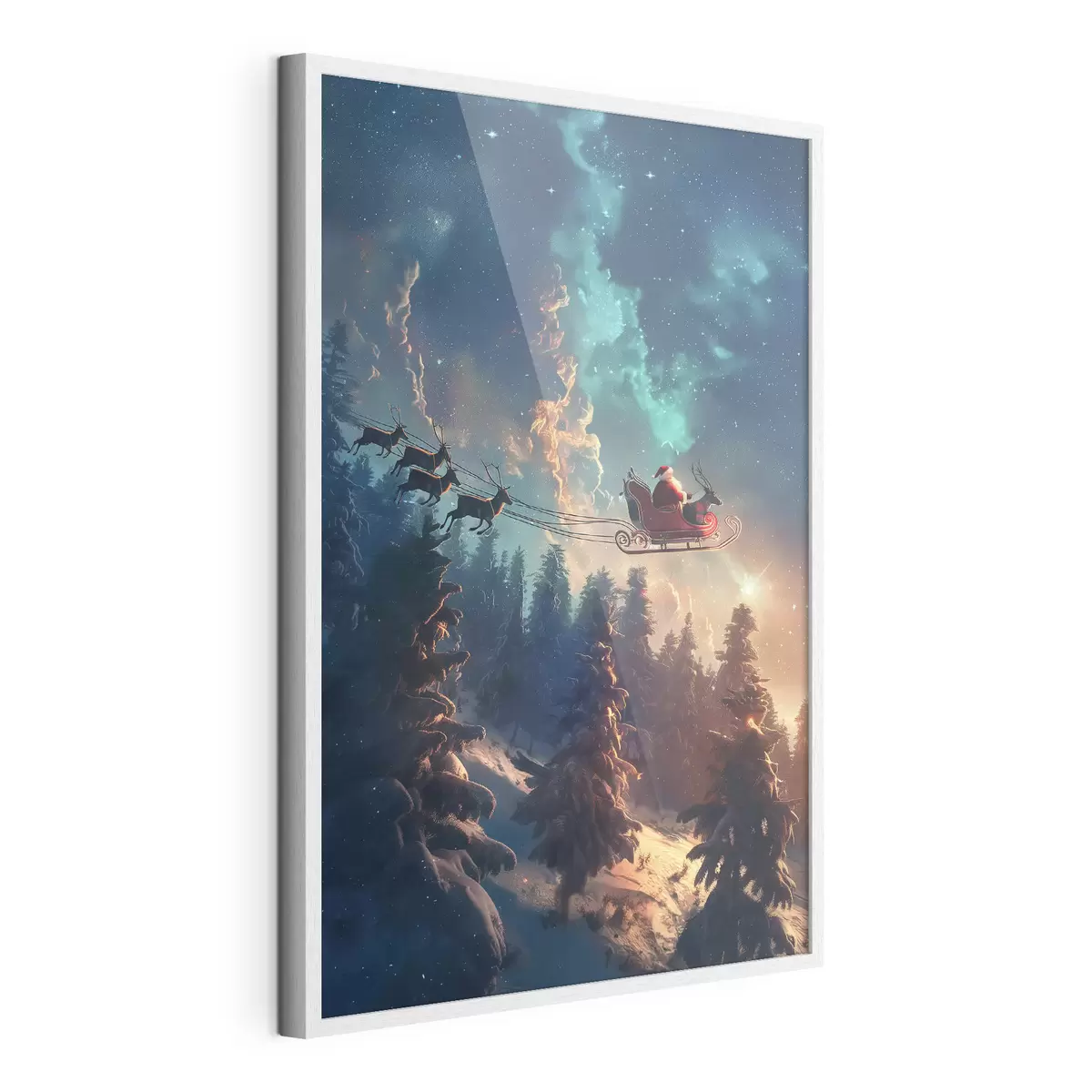 Poster Le Père Noël sur un renne f46602
