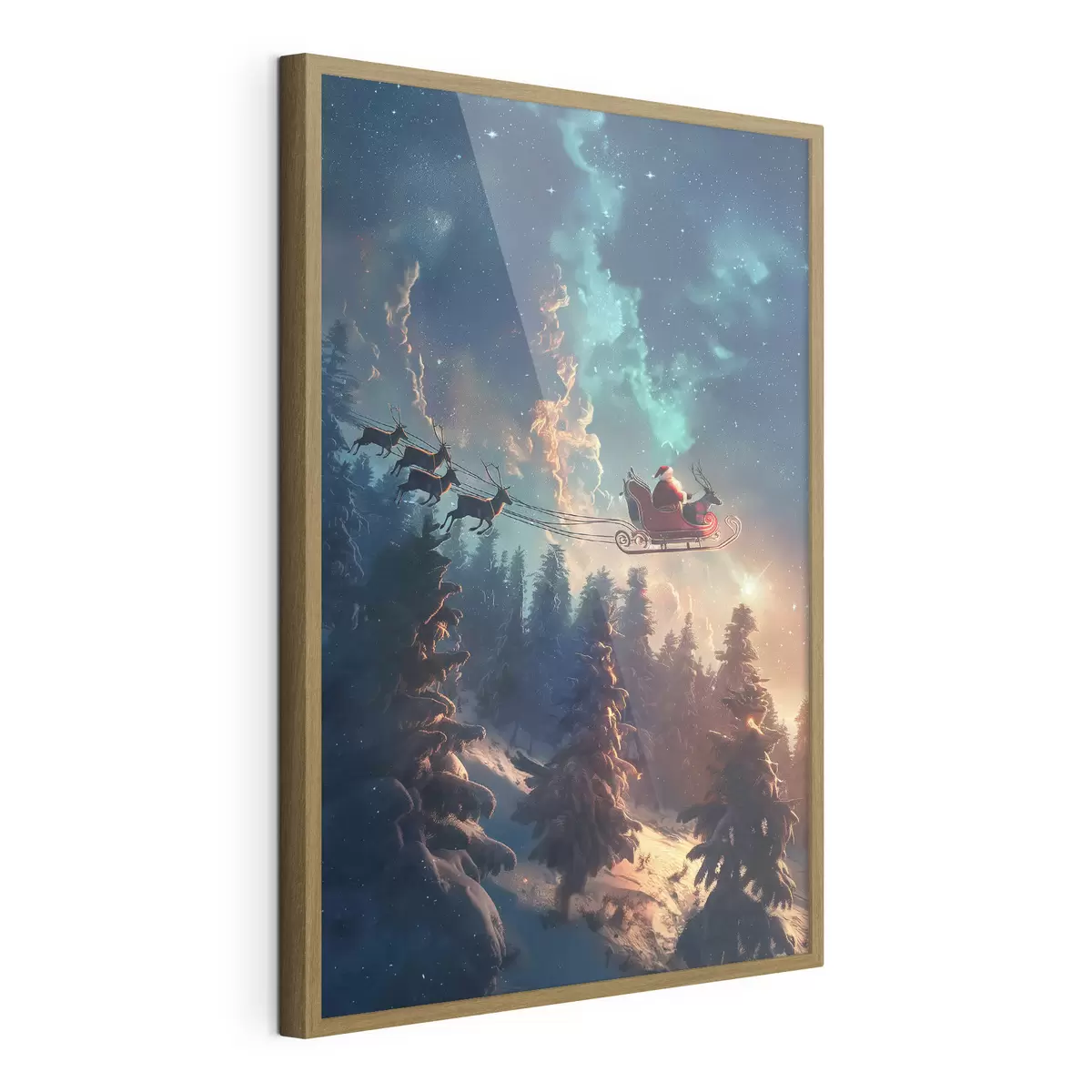 Poster Le Père Noël sur un renne f46602