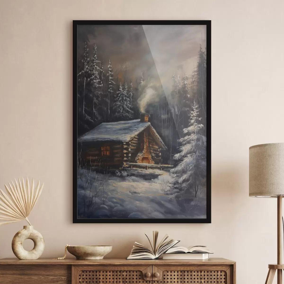 Poster Chalet dans une forêt en hiver f46606