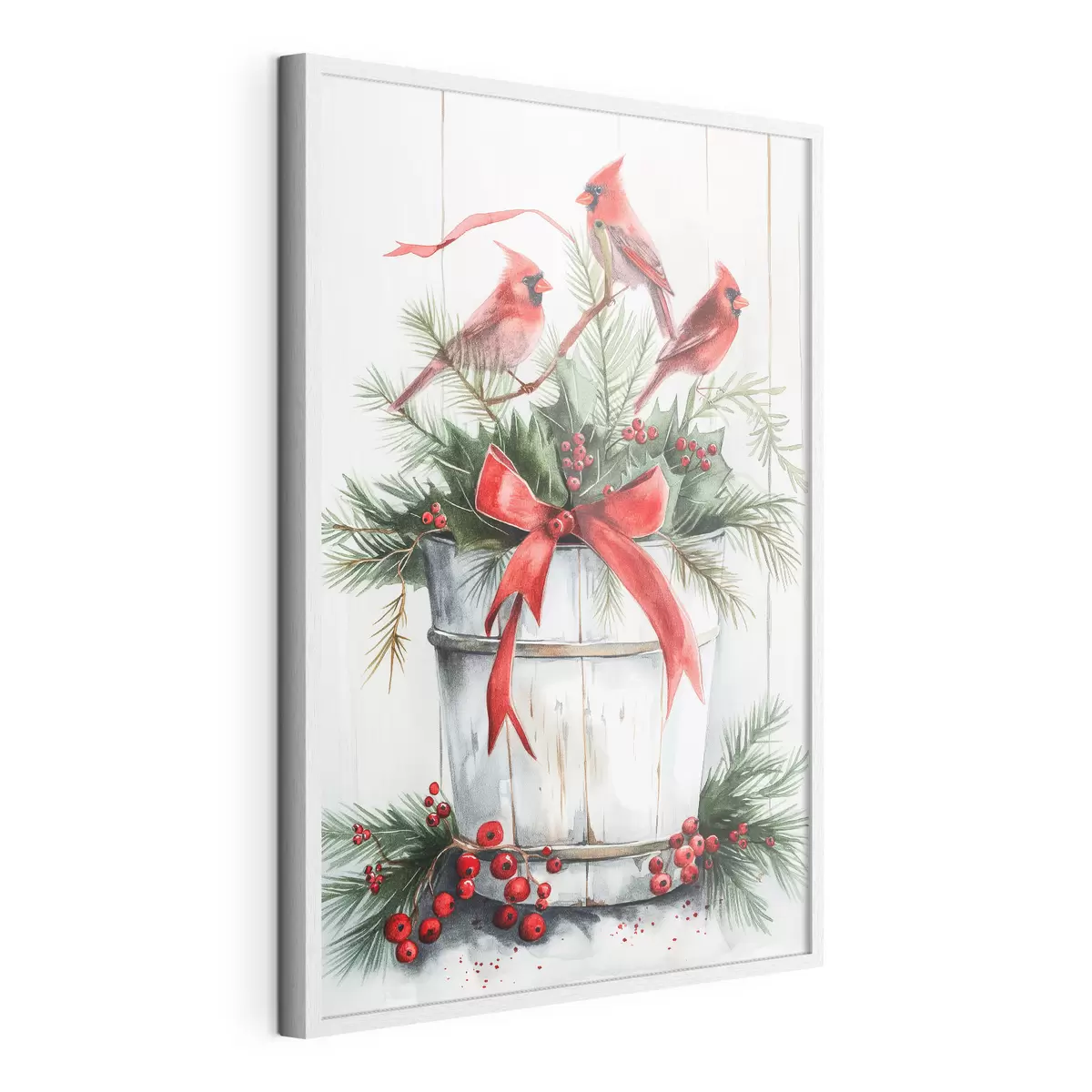 Poster Oiseaux sur un pot de Noël f46607