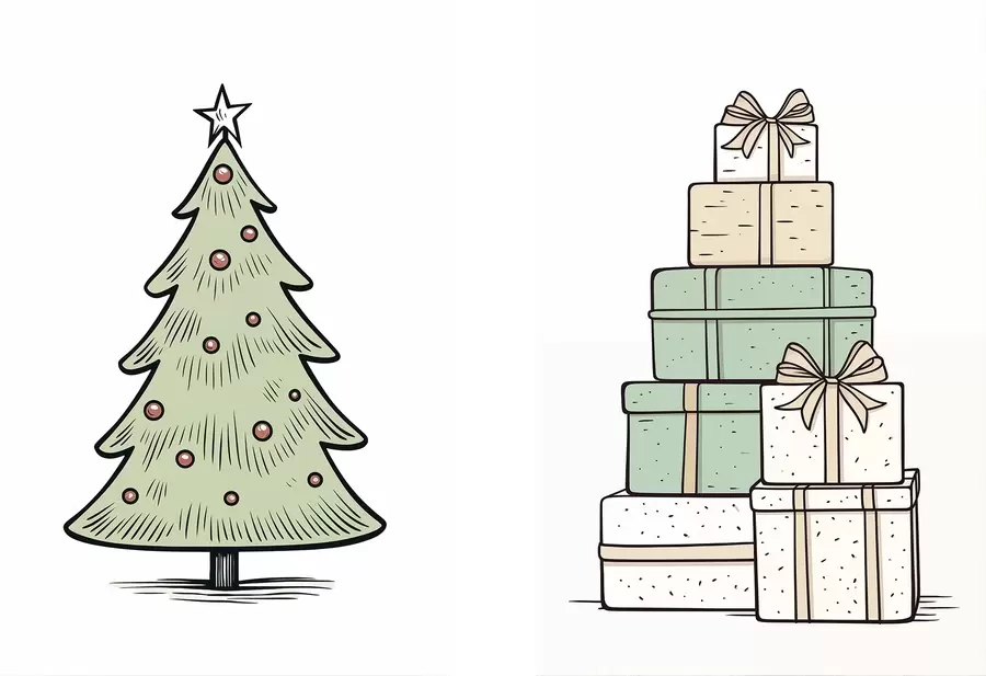 Tableau Sapin de Noël et cadeaux m00953