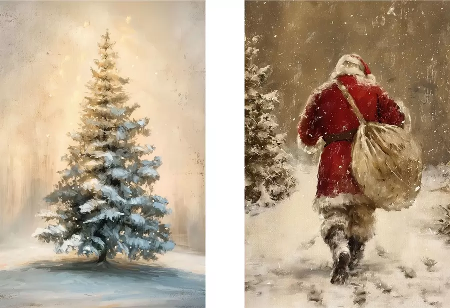 Tableau Père Noël et sapin de Noël m00956