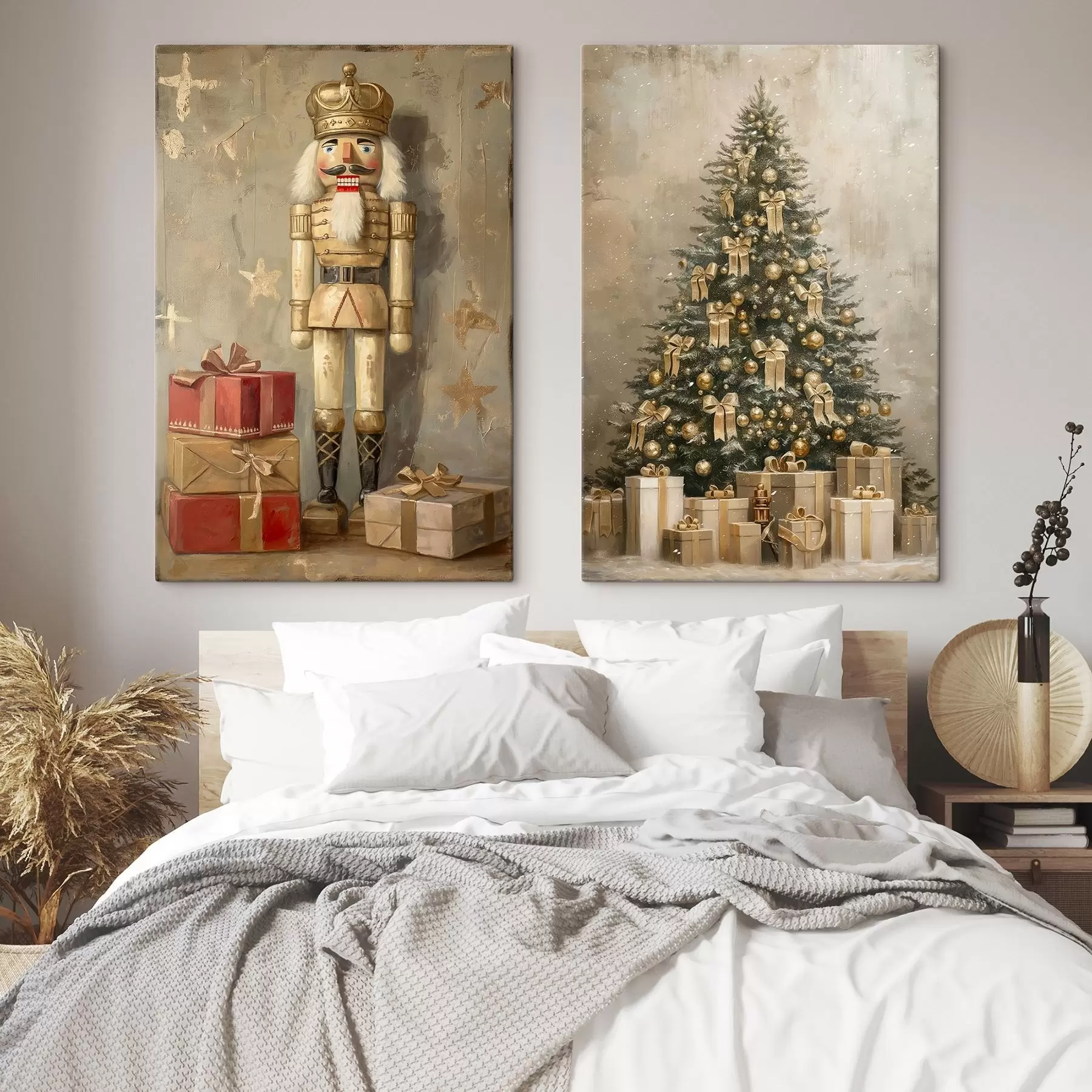 Tableau Casse-Noisette et sapin de Noël avec des cadeaux m00957