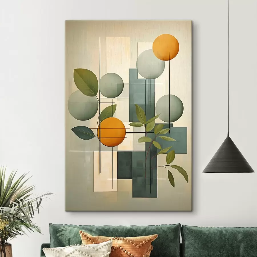 Tableau Abstraction géométrique avec des plantes s46579