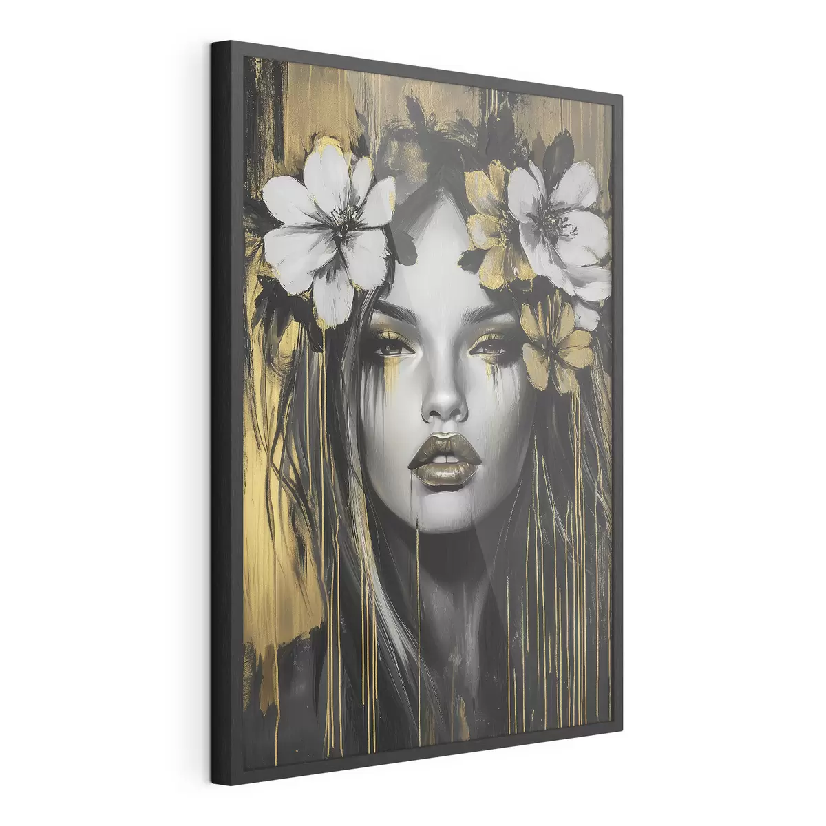 Poster Portrait abstrait d'une femme avec des fleurs f46454
