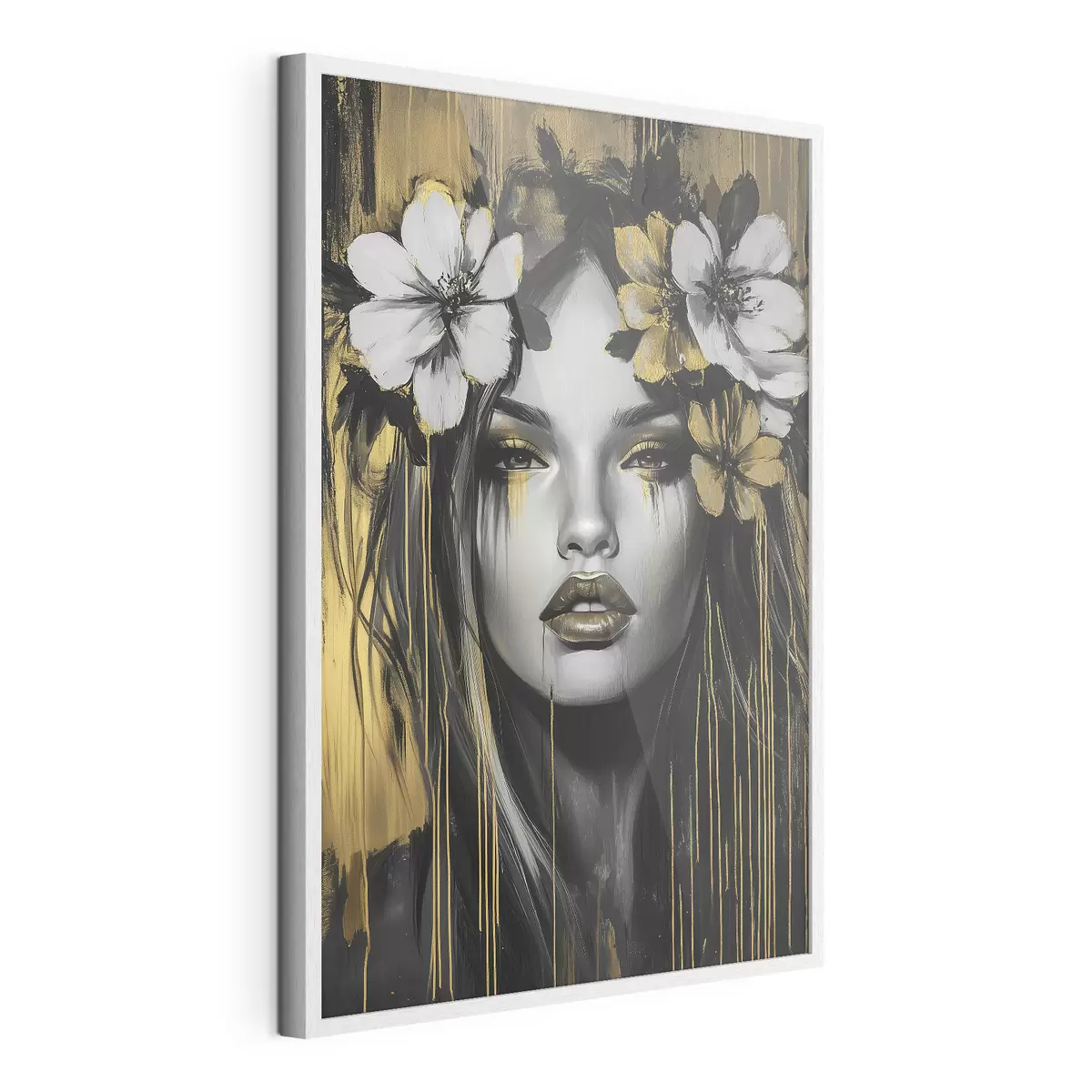 Poster Portrait abstrait d'une femme avec des fleurs f46454