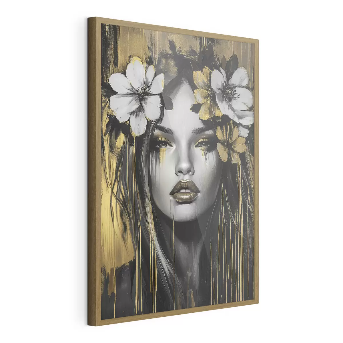 Poster Portrait abstrait d'une femme avec des fleurs f46454