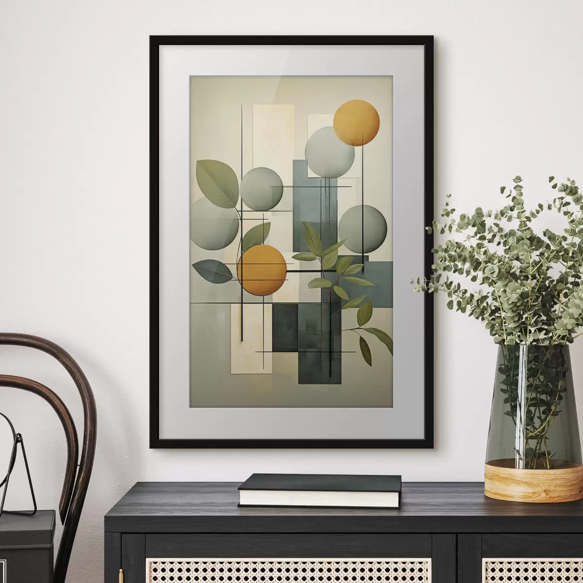 Poster Abstraction géométrique avec des plantes f46579