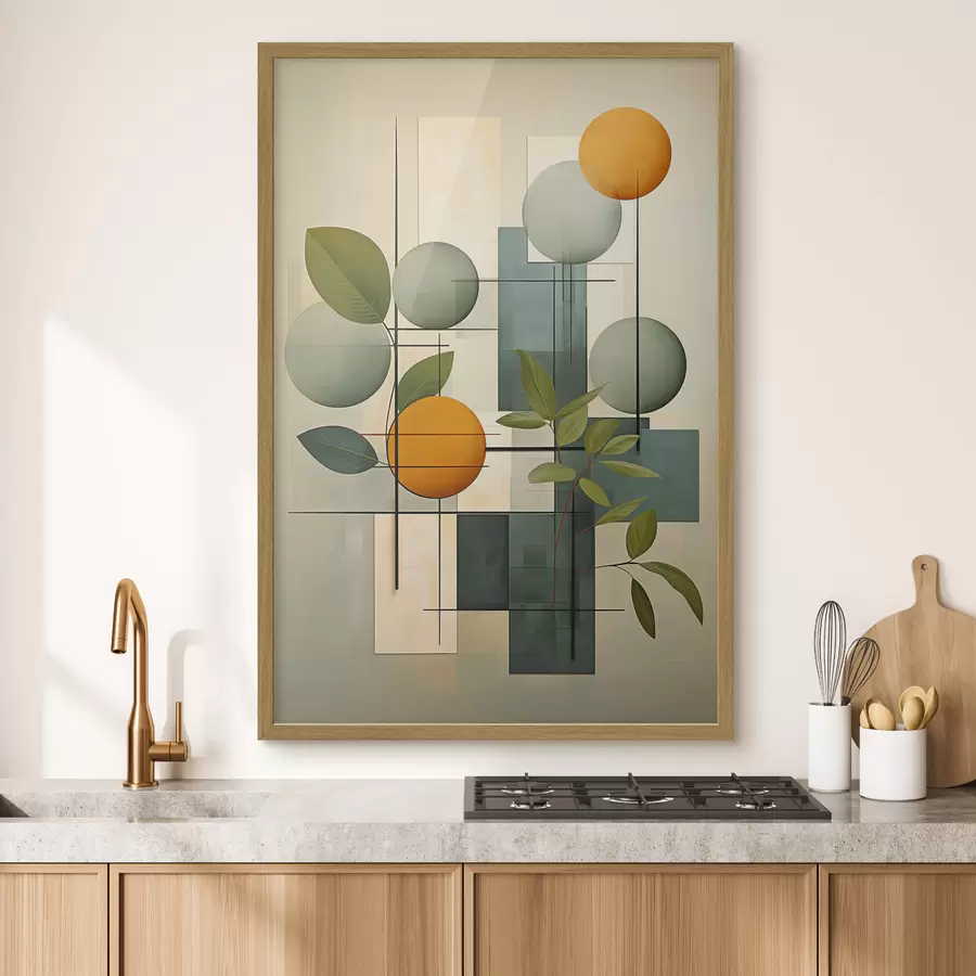 Papier peint Abstraction géométrique avec des plantes f46579