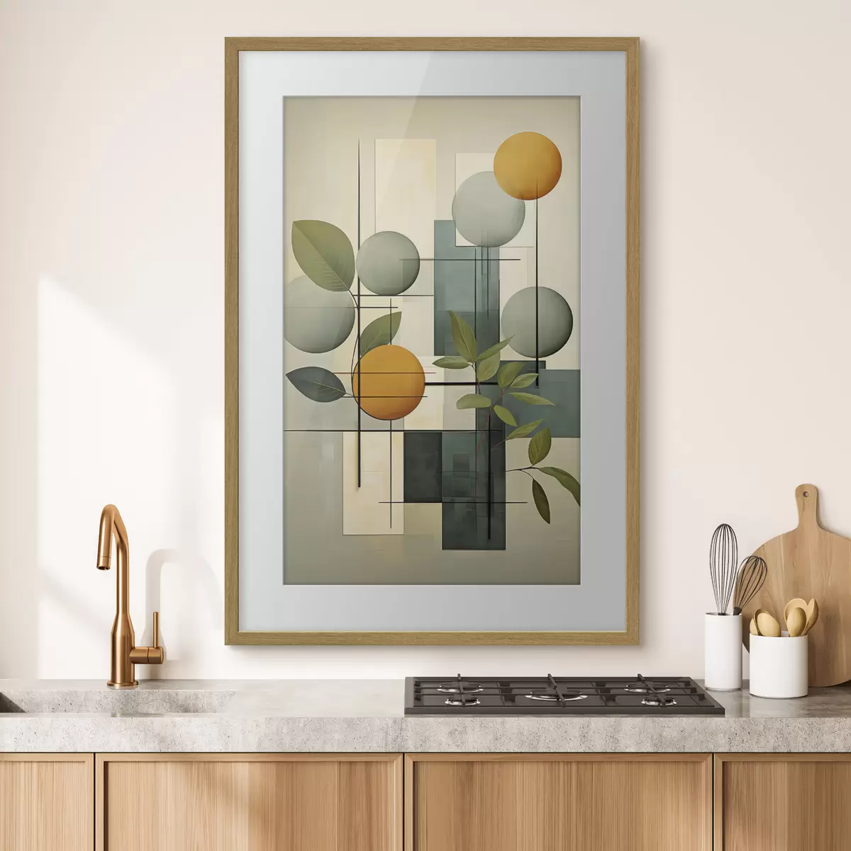 Poster Abstraction géométrique avec des plantes f46579